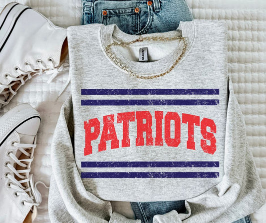 Patriots - Red/Navy (Mascot Distressed Lines) - DTF