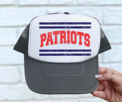 Patriots - Red/Navy (Mascot Distressed Lines) - DTF
