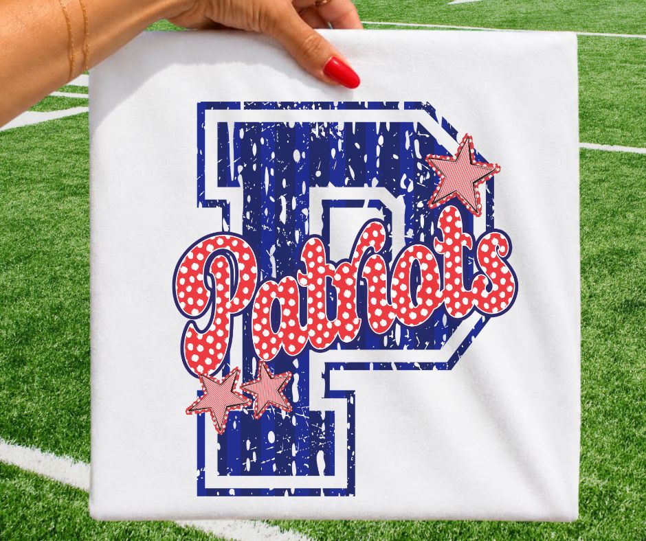 Patriots - Navy/Red (Varsity Stripes & Dots Mascot) - DTF