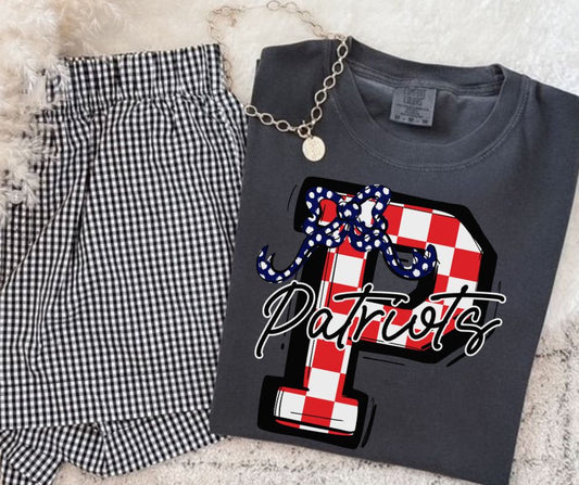 Patriots - Red/Navy (Checkered Coquette Mascot)  - DTF