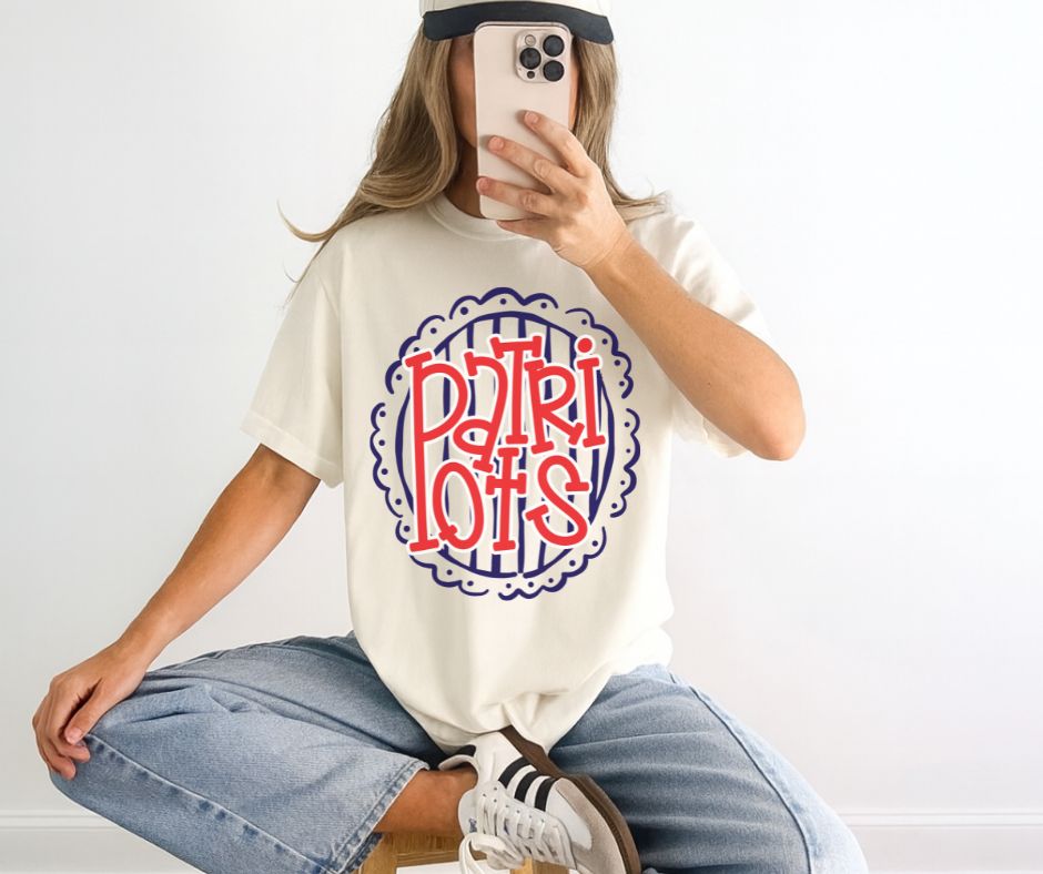 Patriots - Red/Navy (Spirit Stripes Mascot) - DTF
