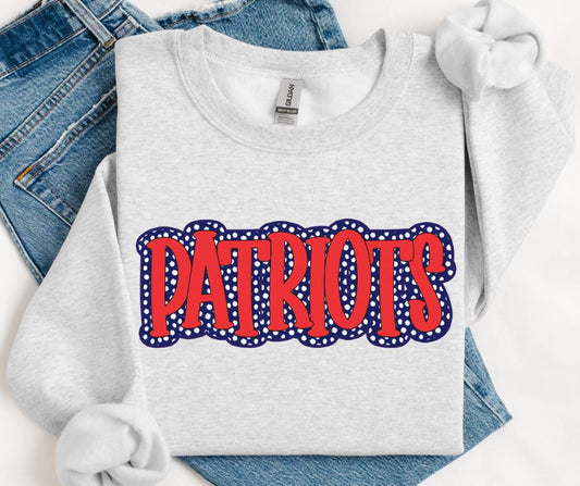 Patriots - Red/Navy (Polka Dot Stack Mascots) - DTF