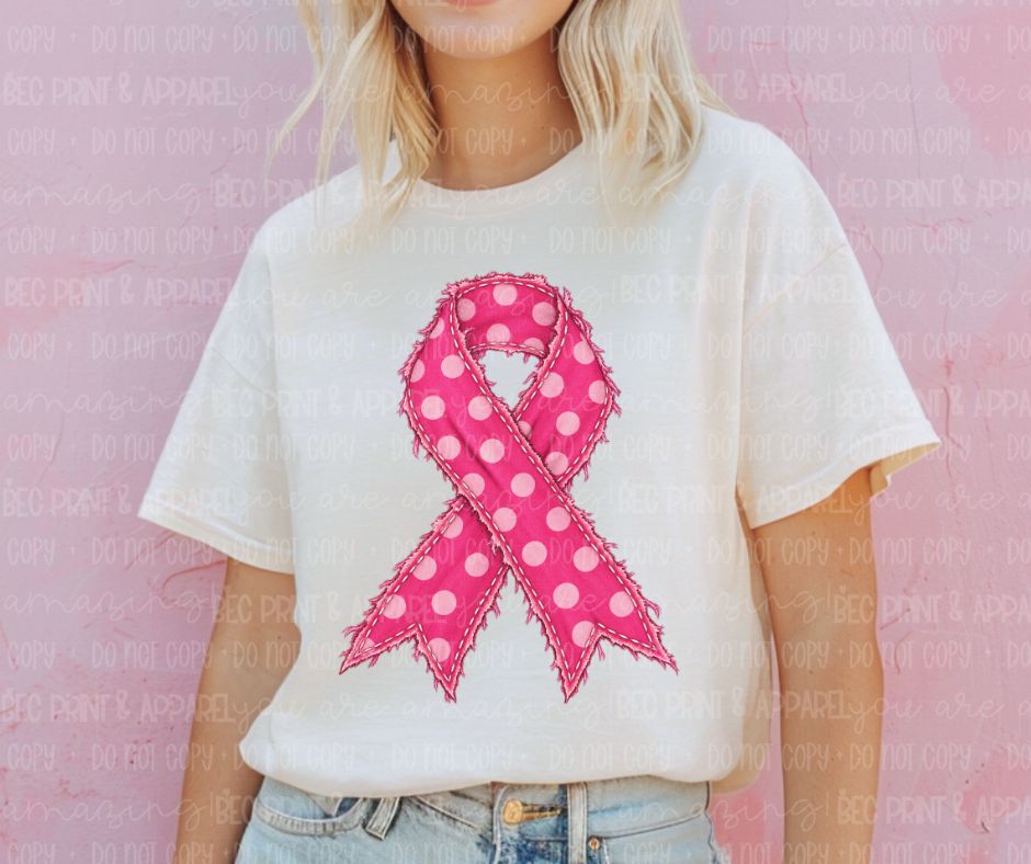 Pink Polka Dot Ribbon - DTF