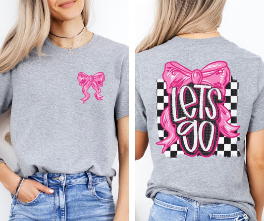 Let's Go Bow - Pink/Black (2-in-1 (front pocket/back design) - DTF