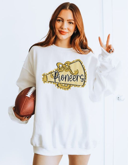 Pioneers - Vegas Gold/Black (Prepster Megaphone Bow Mascot) - DTF
