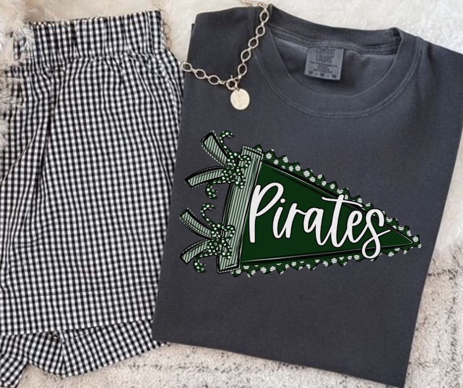 Pirates - Dark Green/White (Prepster Pennant Mascot) - DTF