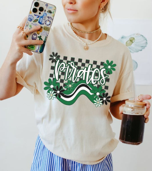Pirates - Kelly Green (Boho Wave Team Colors Mascot) - DTF