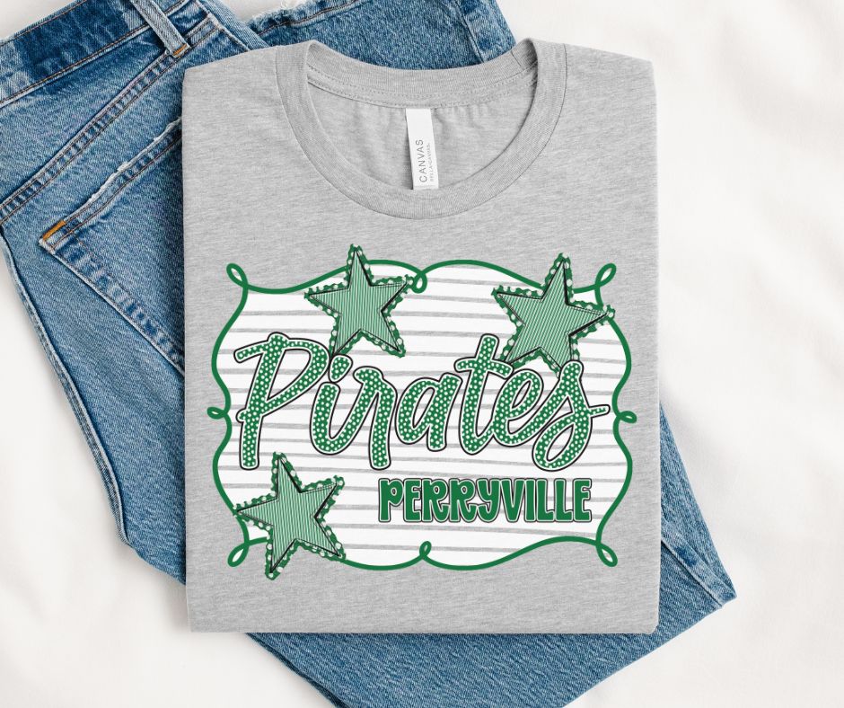 Pirates - Perryville Kelly Green/White (School Spirit Framed Mascot) - DTF