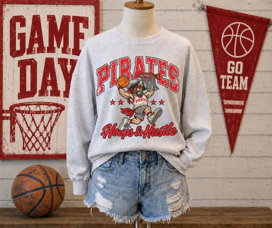 Pirates - Red (Hoops & Hustle Basketball Mascot) - DTF