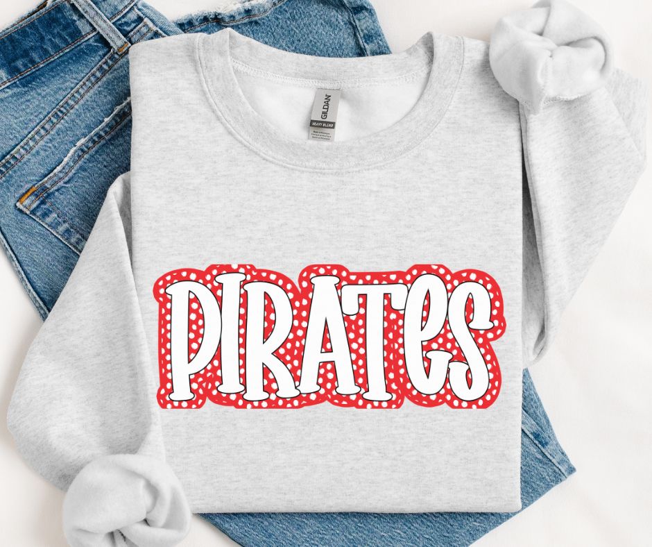 Pirates - White/Red (Polka Dot Stack Mascots) - DTF