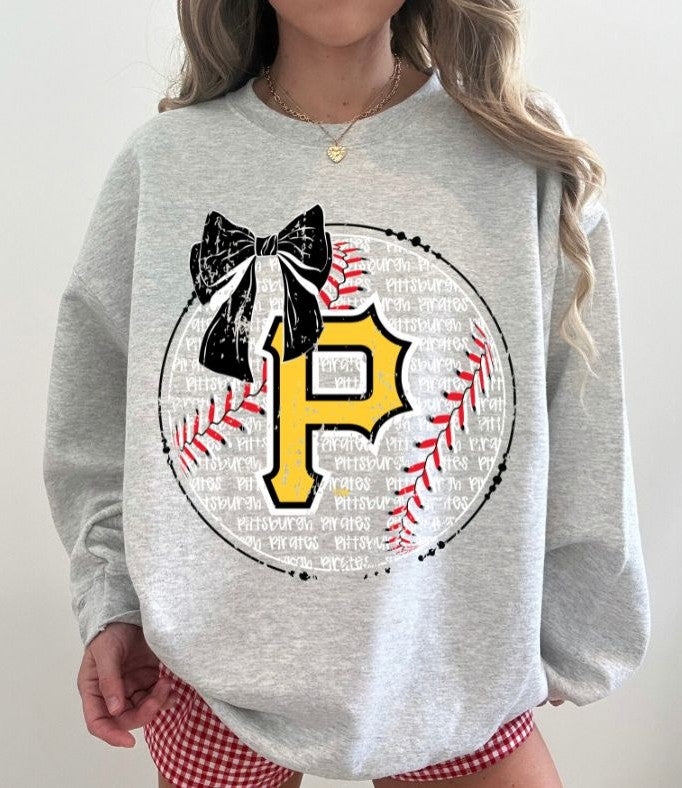 Pirates (Baseball Bow Typography) - DTF