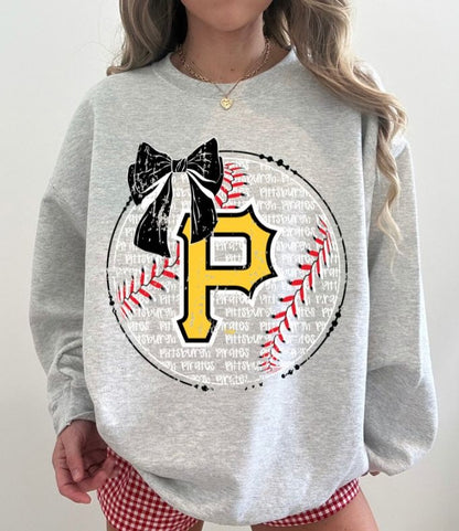 Pirates (Baseball Bow Typography) - DTF