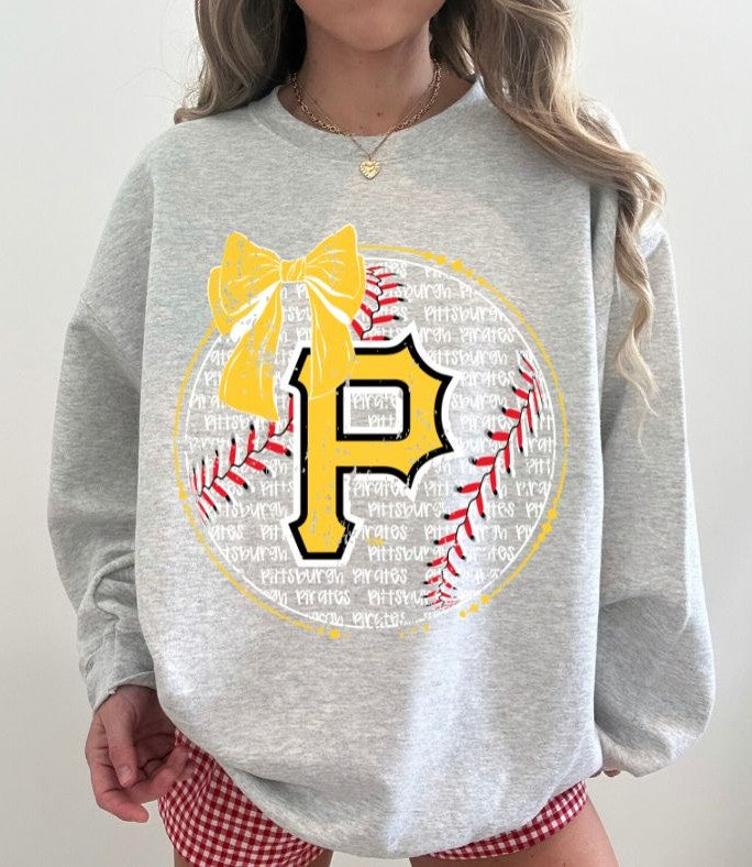 Pirates (Baseball Bow Typography) - DTF