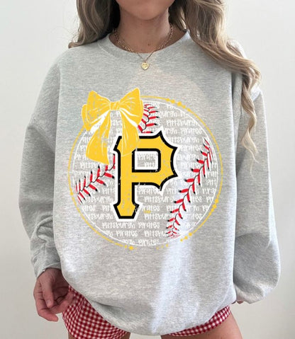 Pirates (Baseball Bow Typography) - DTF