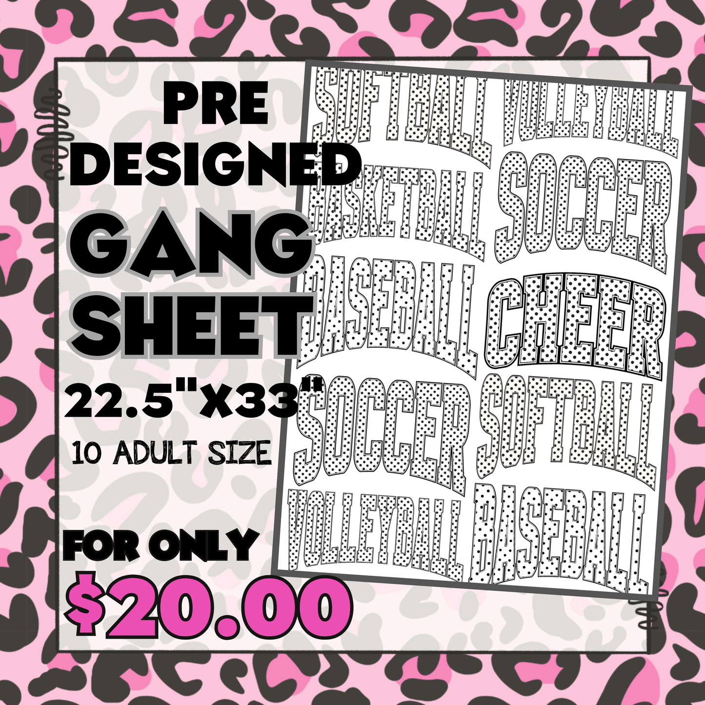 Polka Dot Sports - Pre-designed Gang Sheet