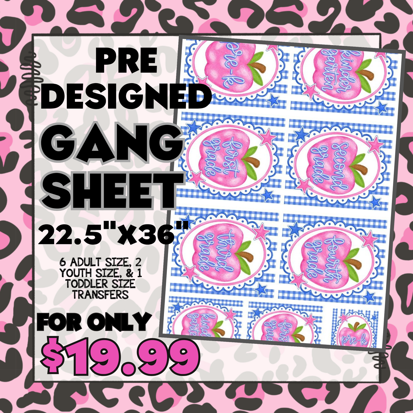 Preppy Gingham Apple - Pre-designed Gang Sheet