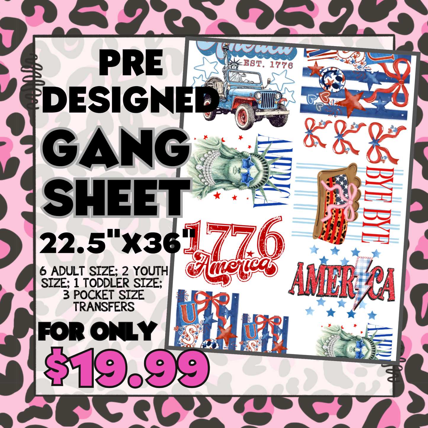 Red White Blue - Pre-designed Gang Sheet