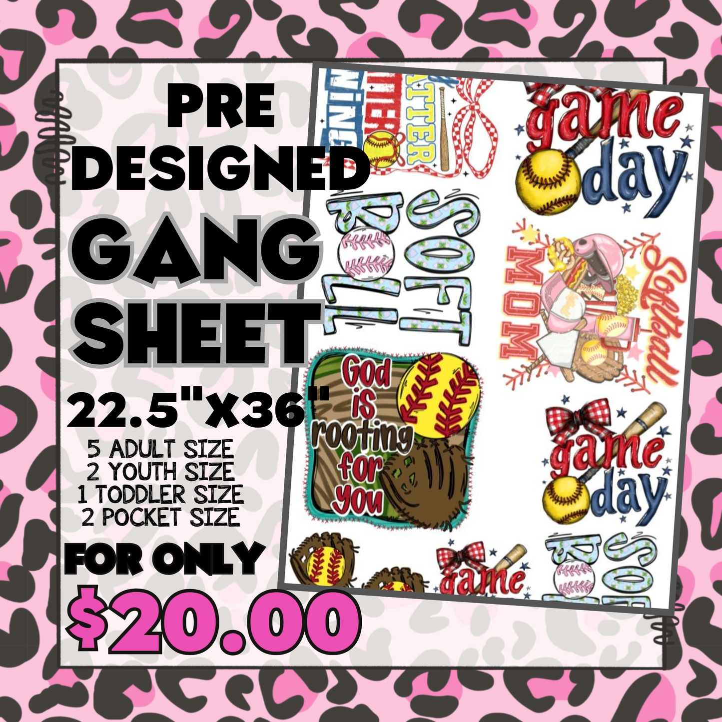 Softball - Pre-designed Gang Sheet