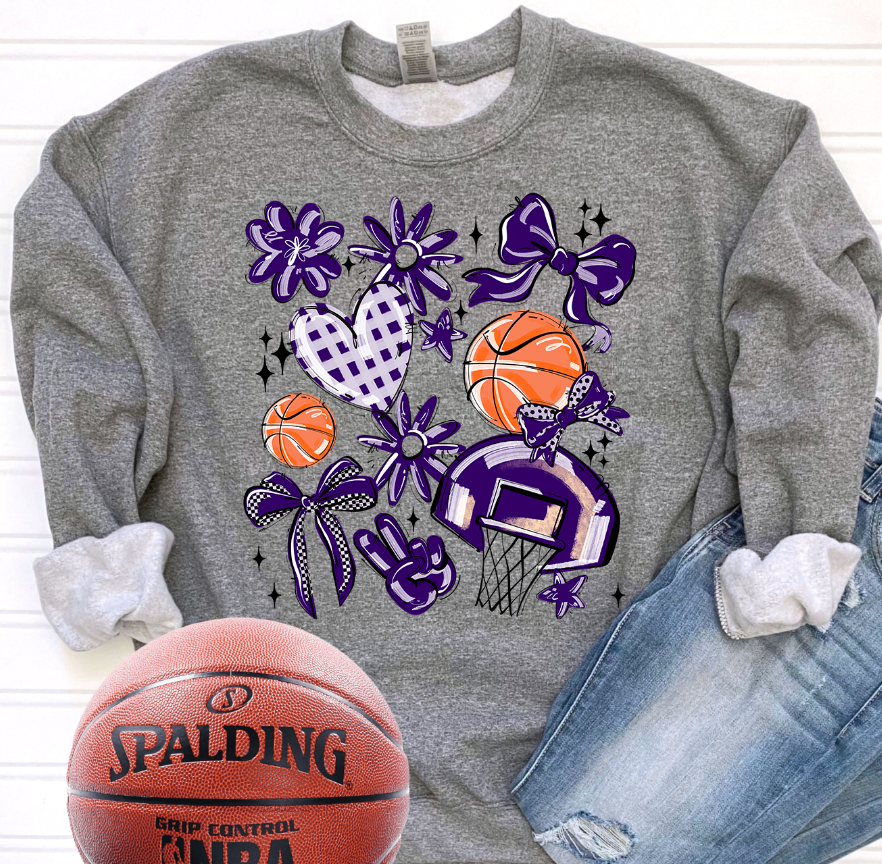 Play Ball Collage - Purple (Basketball) - DTF