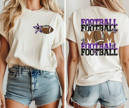 Football Mom - Purple/Black (2-in-1 front/back design) - DTF
