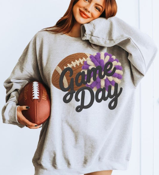 Game Day Football (Purple - Faux Yarn) - DTF
