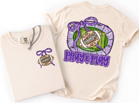 Pray and Play Football - Purple (2-in-1 front/back design) - DTF