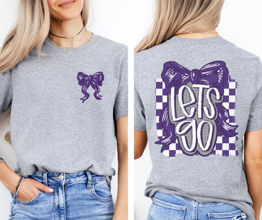 Let's Go Bow - Purple/Gray (2-in-1 (front pocket/back design) - DTF