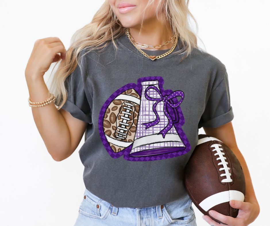 Megaphone & Football Leopard Check (Purple) - DTF