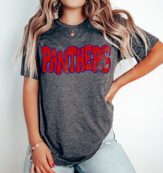 Panthers (wonky grunge- red/royal blue) - DTF