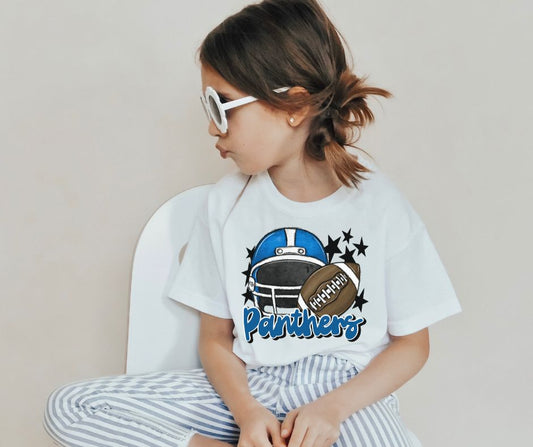Panthers Mascot (stars - royal blue helmet) - YOUTH - DTF