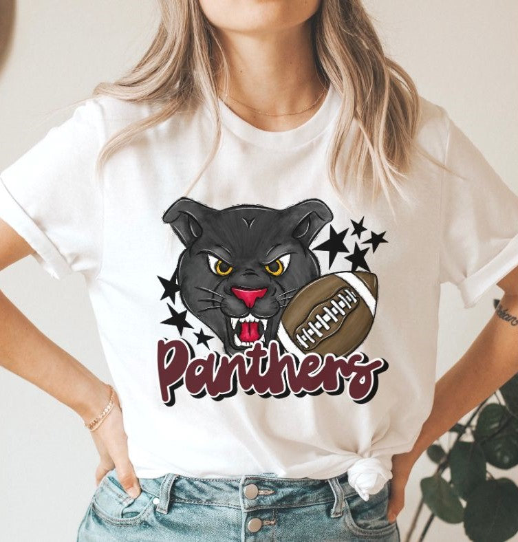 Panthers Mascot (stars - maroon) - DTF