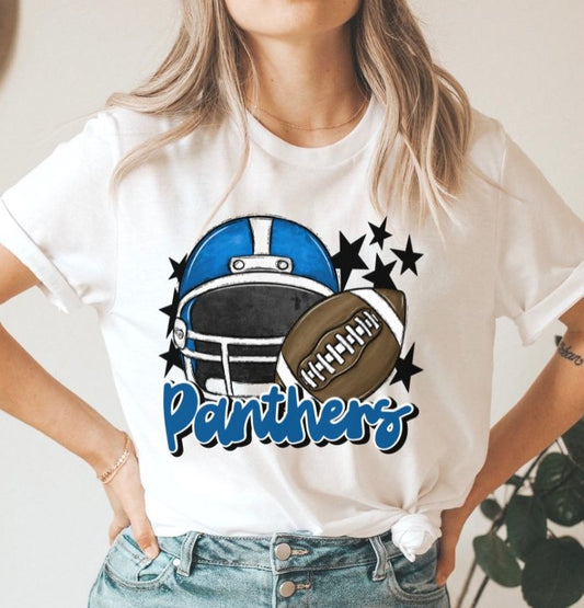 Panthers Mascot (stars - royal blue helmet) - DTF