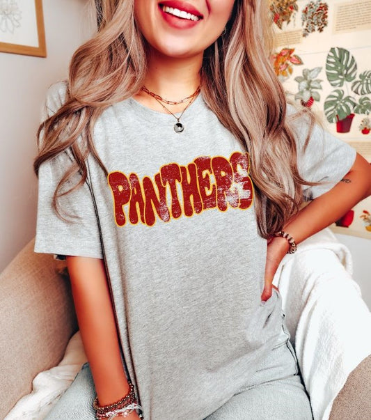 Panthers (wonky grunge- maroon/yellow gold) - DTF