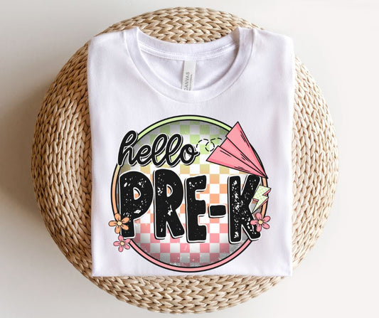 Pre-K (checkerboard circle - pink) - DTF