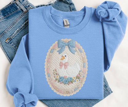 Quilted Patchwork Blue Ribbon Goose - DTF