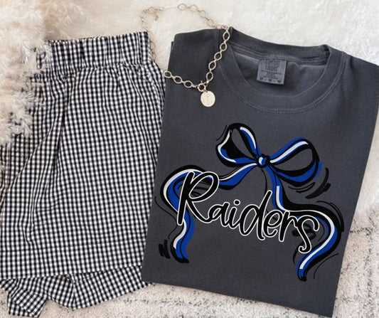 Raiders - Royal Blue/Black (Ribbon Sports Bow School Spirit) - DTF