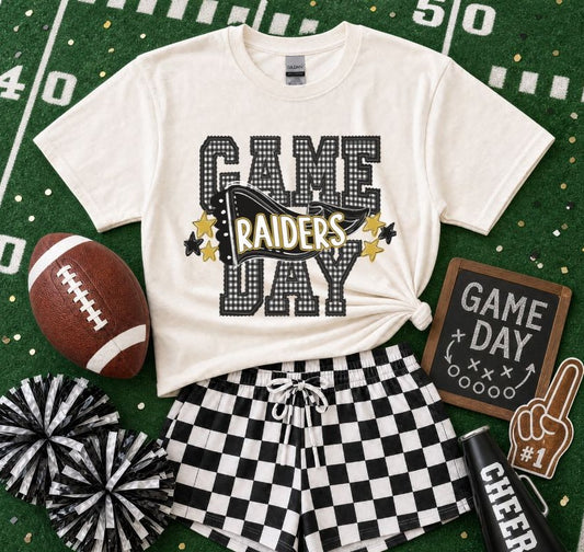 Raiders - Black/Vegas Gold (Preppy Game Day Pennant Mascot) - DTF
