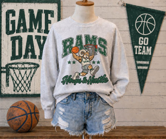 Rams - Dark Green (Hoops & Hustle Basketball Mascot) - DTF