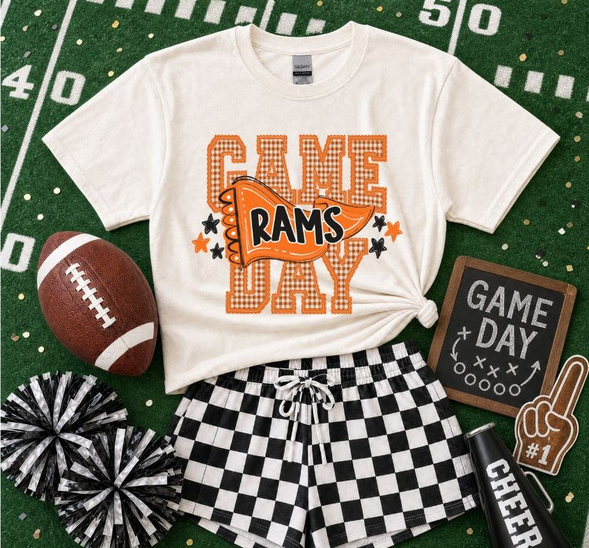Rams - Orange/Black (Preppy Game Day Pennant Mascot) - DTF