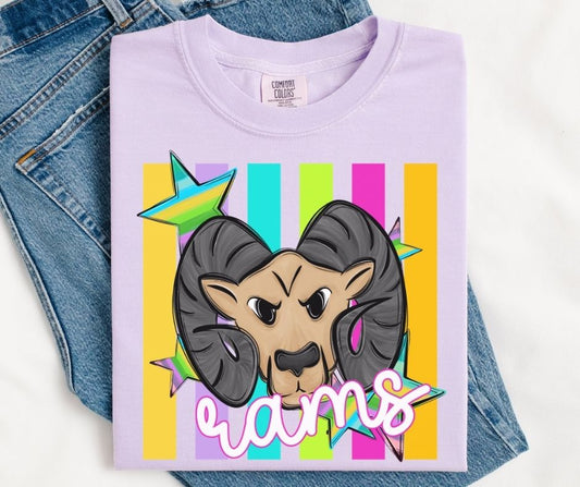 Rams (Colorful Stripes Mascot) - DTF