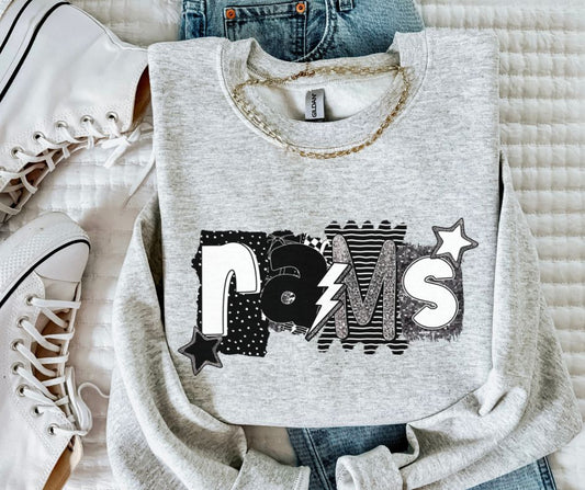 Rams (BW Collage Mascot) - DTF