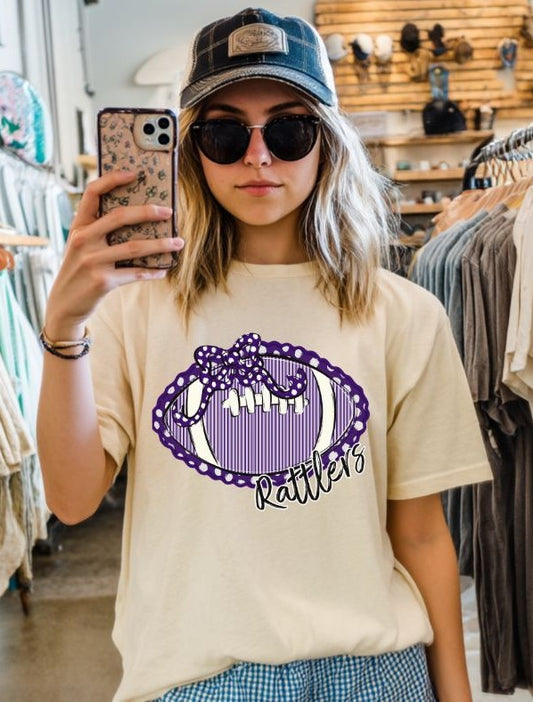 Rattlers - Purple/Black (Prepster Football/Bow Mascot) - DTF