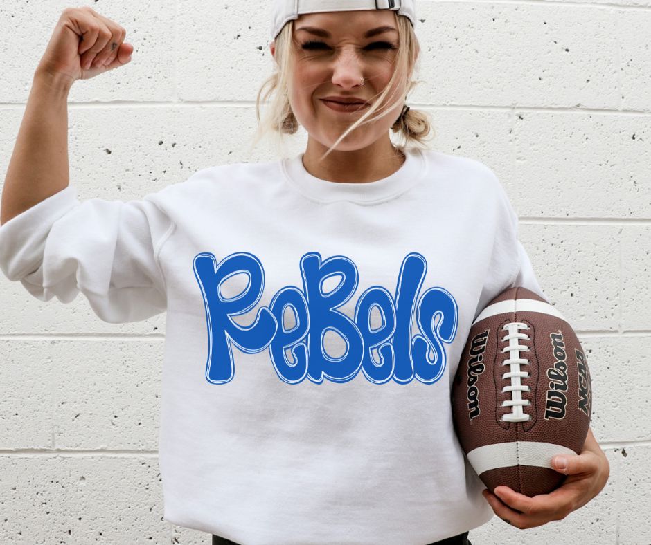 Rebels - Royal Blue (Funky Doodle Colored Mascot) - DTF