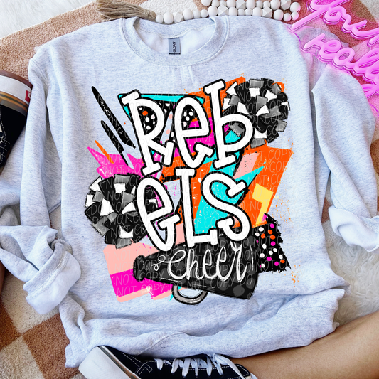 Rebels (Bright Retro Cheer Mascot) - DTF