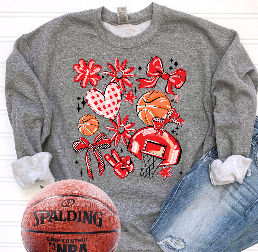 Play Ball Collage - Red (Basketball) - DTF