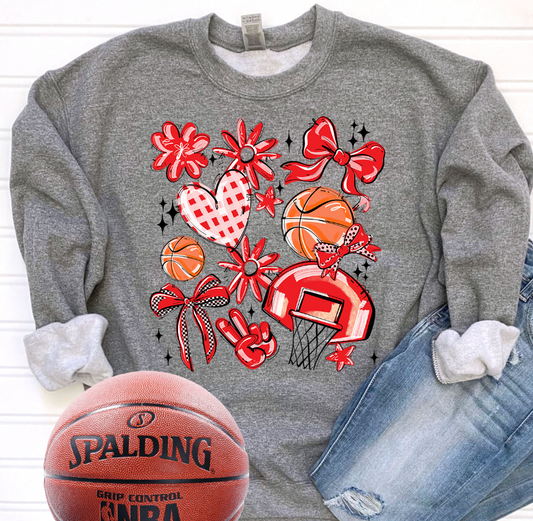 Play Ball Collage - Red (Basketball) - DTF