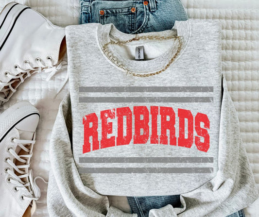 Redbirds - Red/Gray (Mascot Distressed Lines) - DTF