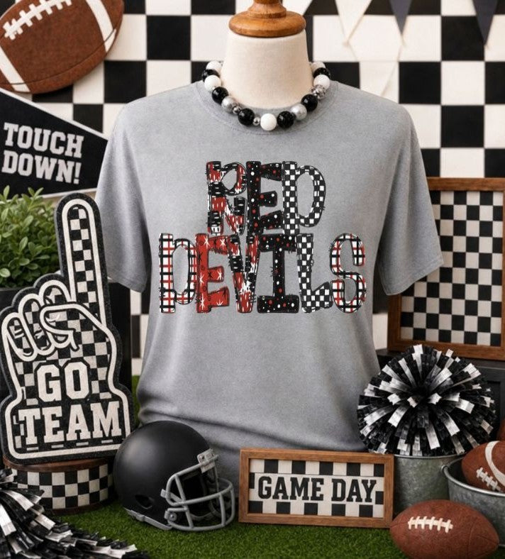 Red Devils - Red (Game Day Patterns Mascot) - DTF
