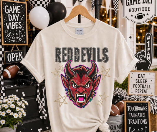 Red Devils (Grunge Varsity Mascot) - DTF