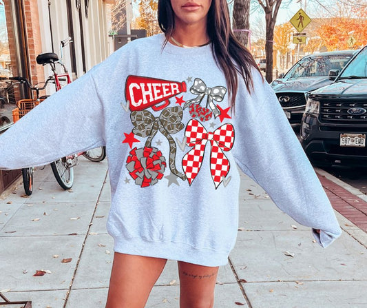 Cheer Bow Collection (red/gray) - DTF
